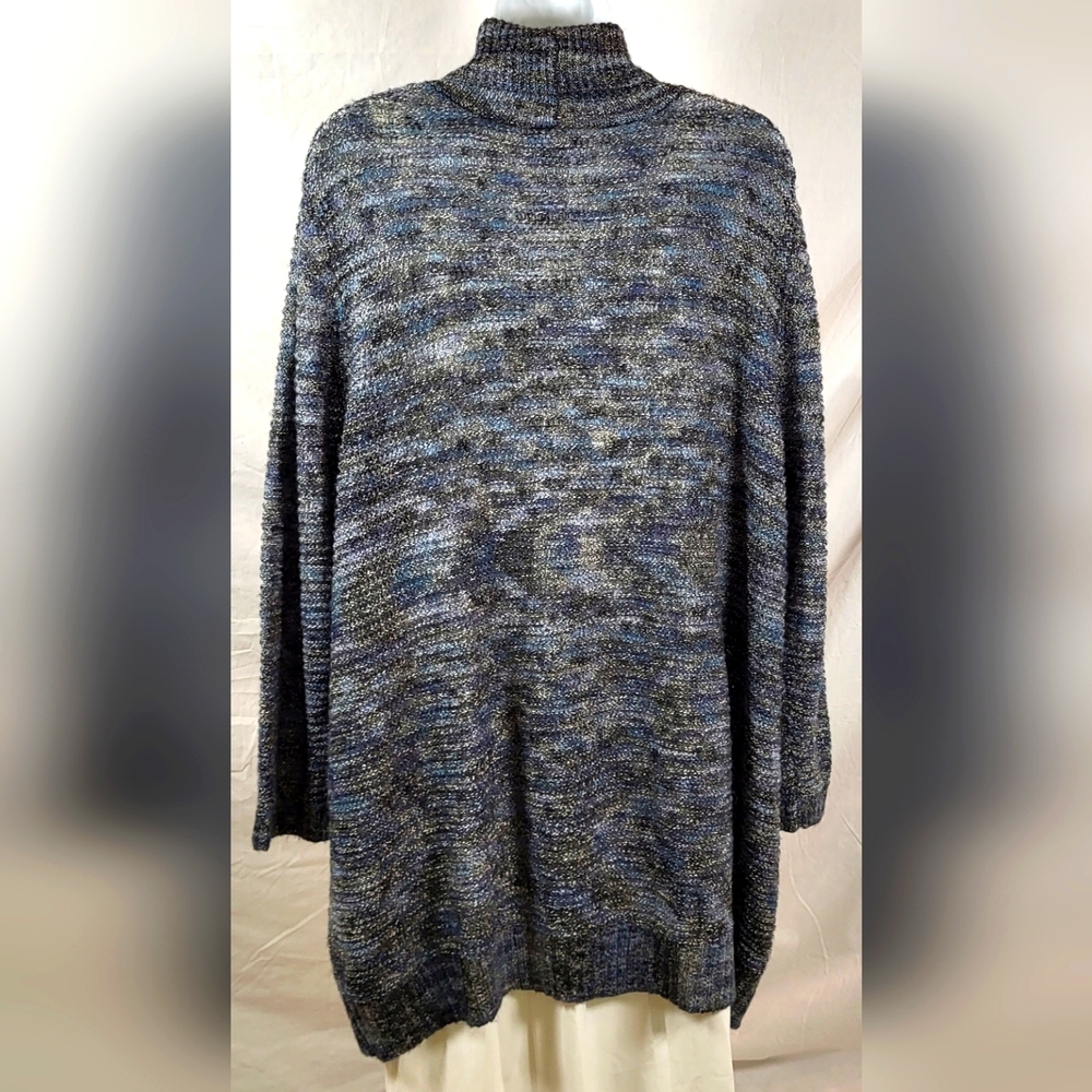 LIZ & ME Black and Blue Open Front Cardigan - Plus Size 1X or Size 18/20W - Picture 7 of 10
